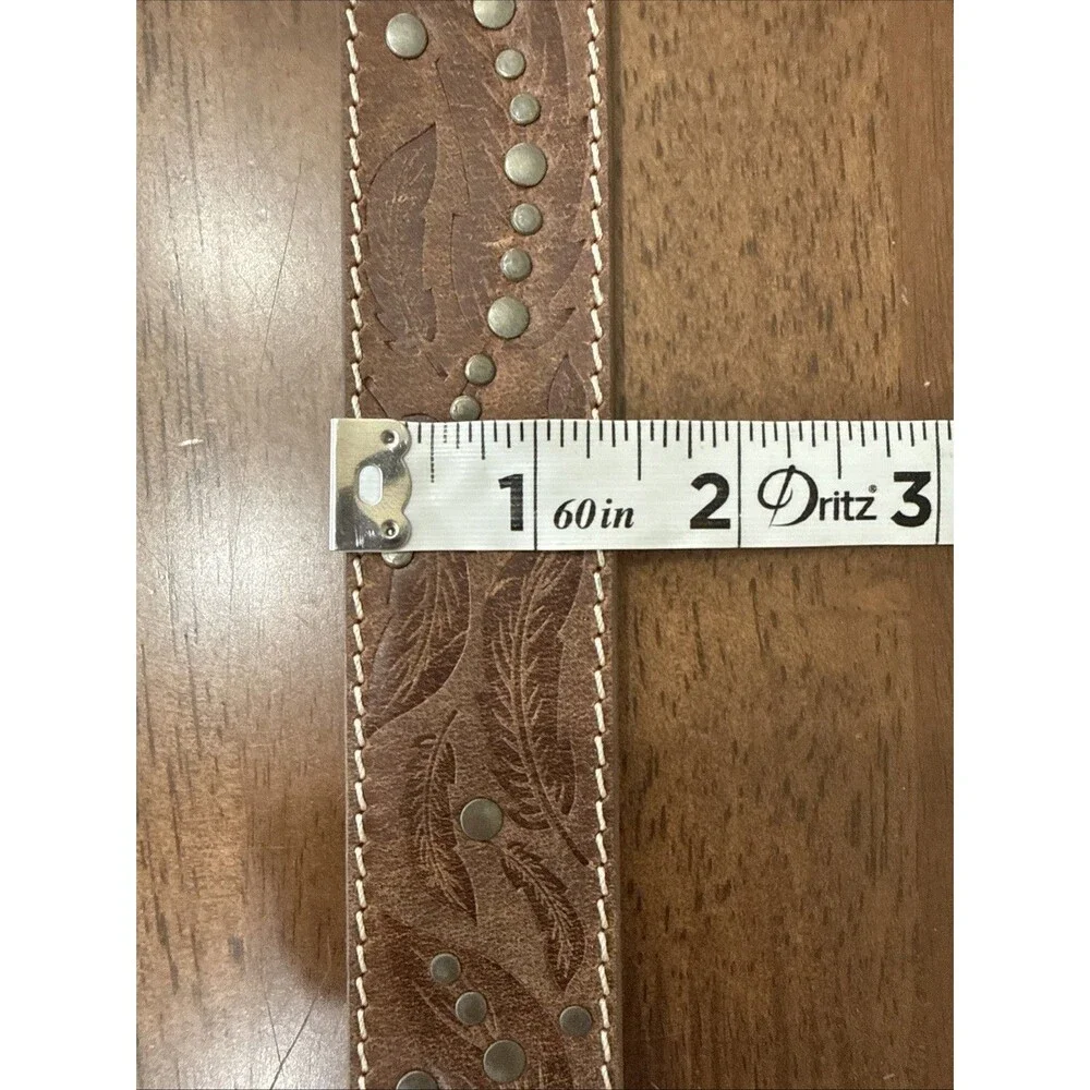 Western Embossed Leather Studded Belt Cowgirl Rodeo Boho XL Miranda Lambert